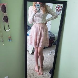 Blush and Cream Two Piece Homecoming Dress